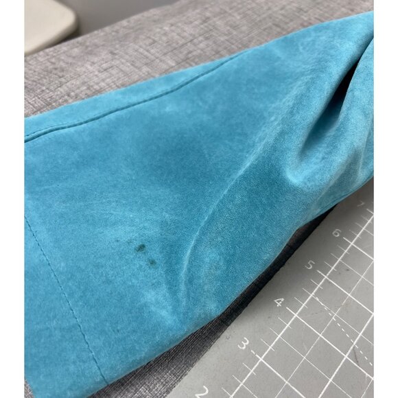 Jessica Holbrook Women’s Suede Leather Jacket Sz. M VG+ Washable Teal - Picture 7 of 8
